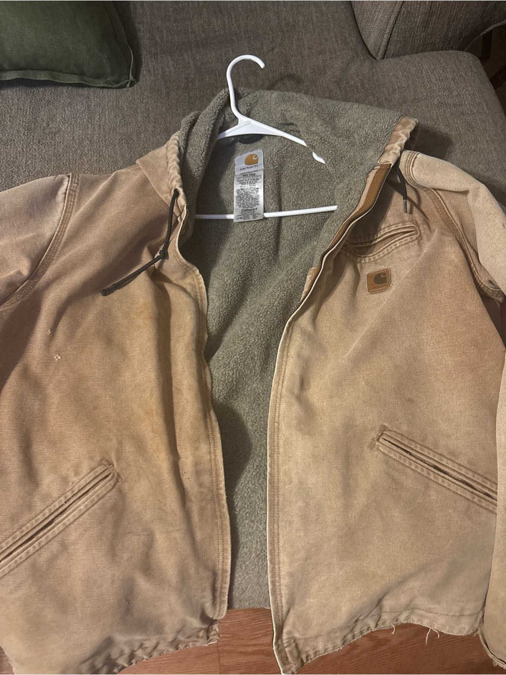 Vintage Carhartt Men’s J141 Brown Hooded Work Jacket Large Tall